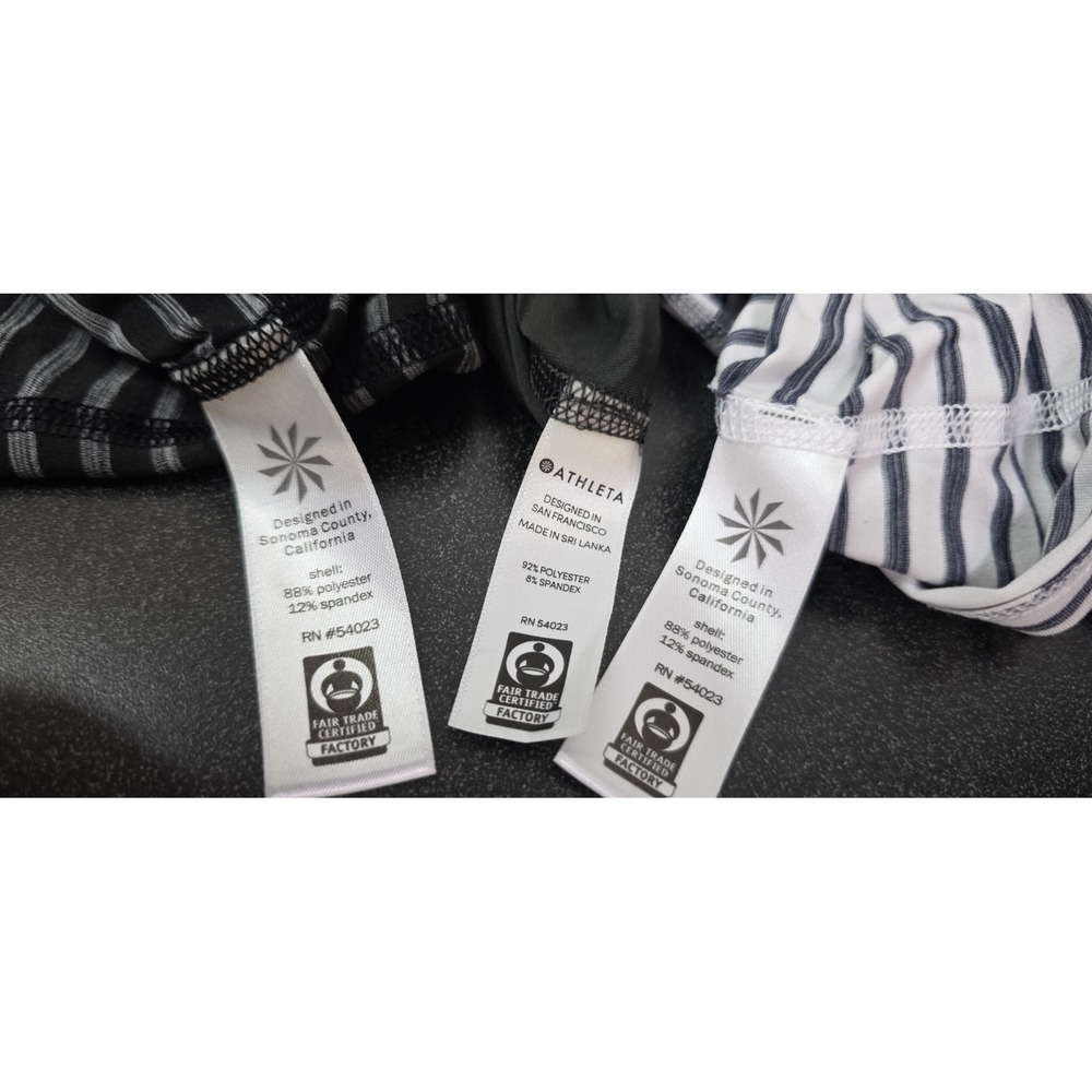 3pc Athleta Women Striped Racerback‎ Scoop Neck Stretch Tank Top White Black Grn - Picture 11 of 11